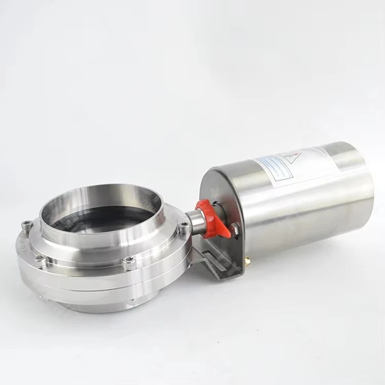 صمام فراشة لحام هوائي من الفولاذ المقاوم للصدأ الصحي