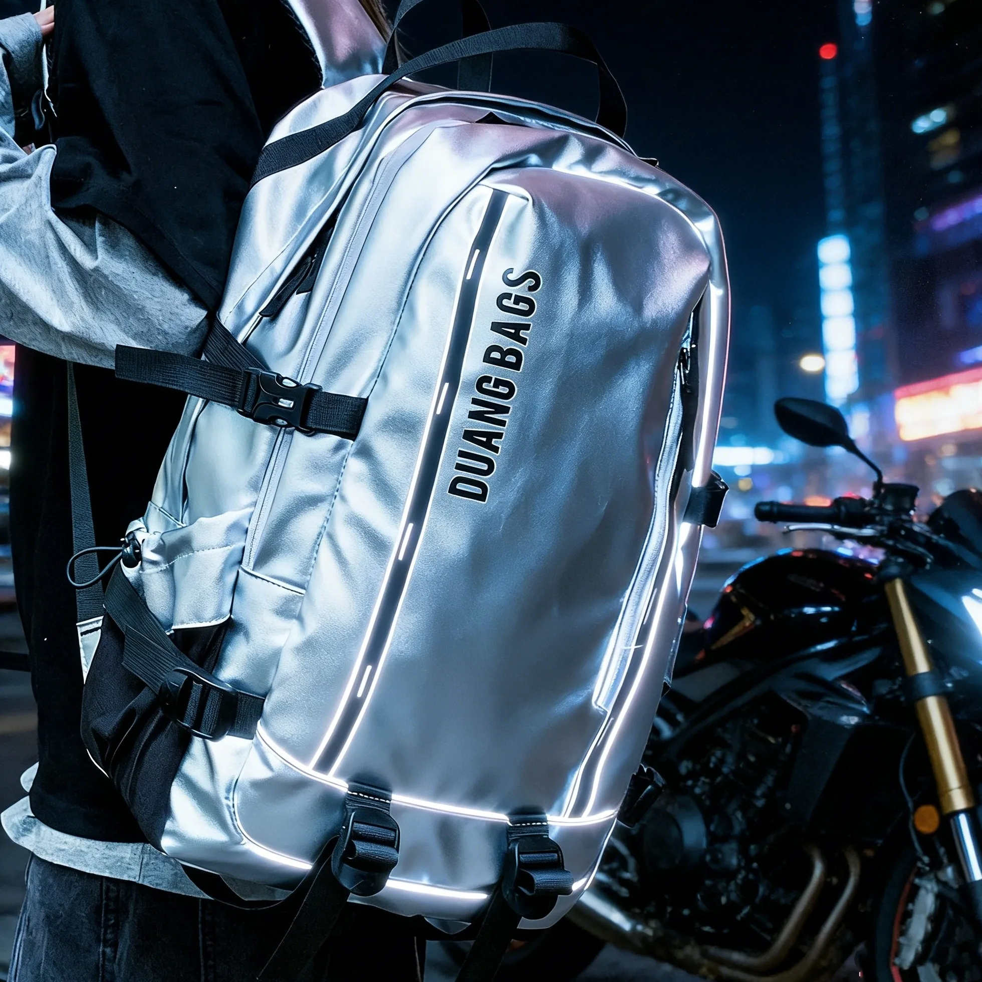 

Унисекс тяжелый металлический мотоциклетный рюкзак большой емкости в стиле киберпанк дорожная сумка короткие поездки сумка для книг для мужчин и женщин