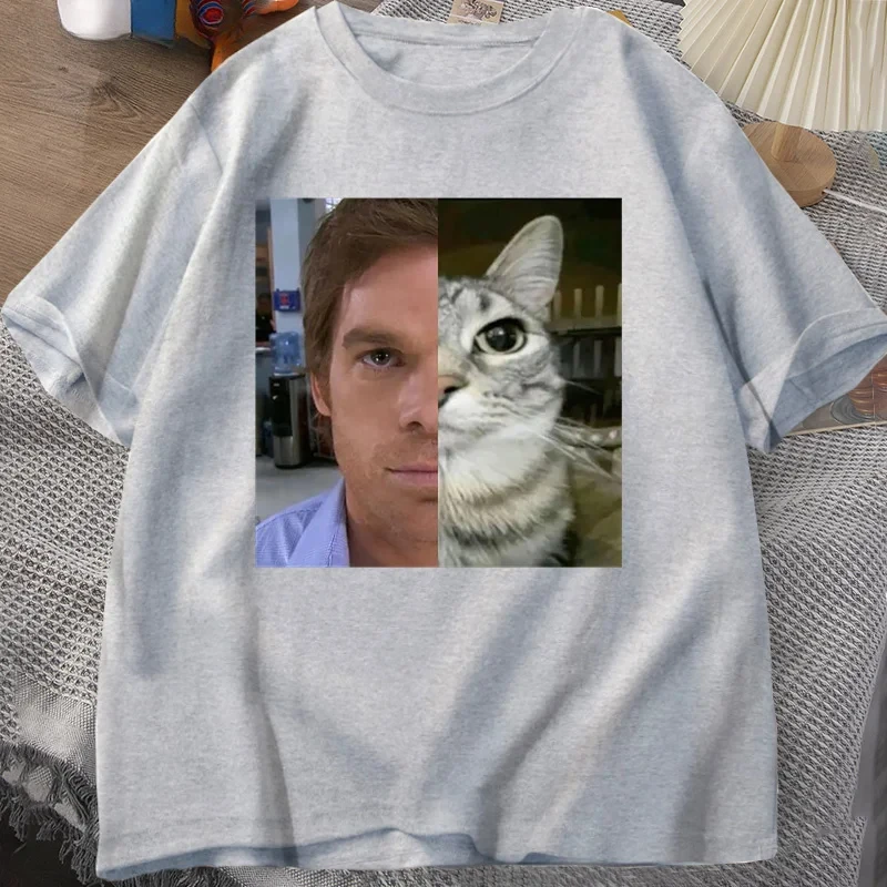 Dexter Morgan Cat T-shirts Funny Short Sleeve O Neck Tshirt Unisex Streetwear Women Clothes Harajuku Printed T-shirt Tops image 4
