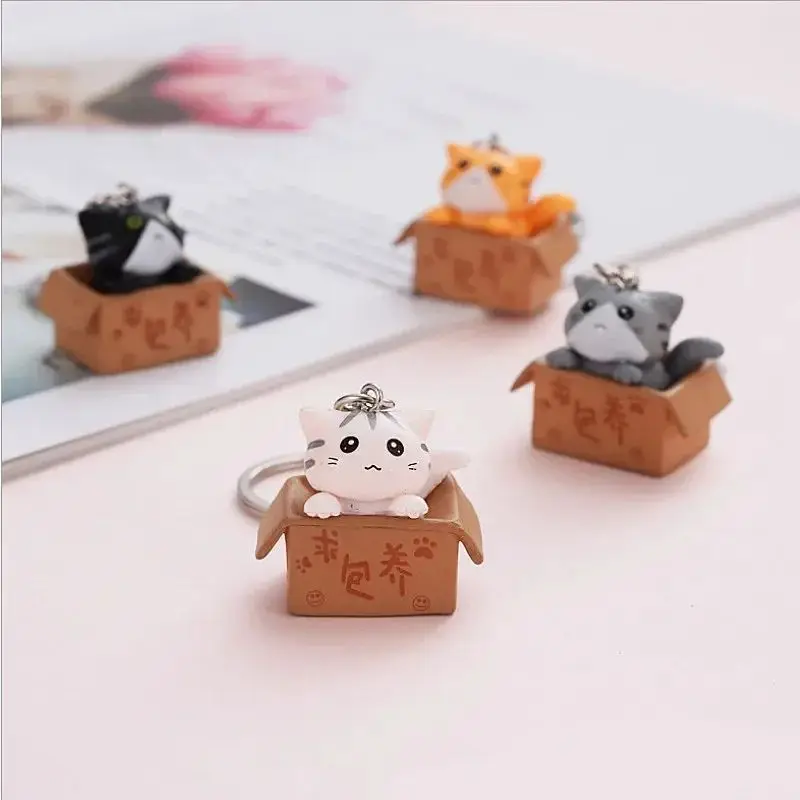 Lovely Cartoon Cat Keychains Lucky Fortune Carton Kitten Toy Keyring Pet Pendant Backpack Accessories For Women Men Couple Gift image 2