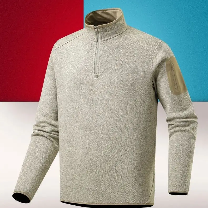 

Outdoor Leisure f Zipper Stand Collar Fce Sweatirt Men Autumn Winter New Sle Loose Fit Regular Sve Long Sve
