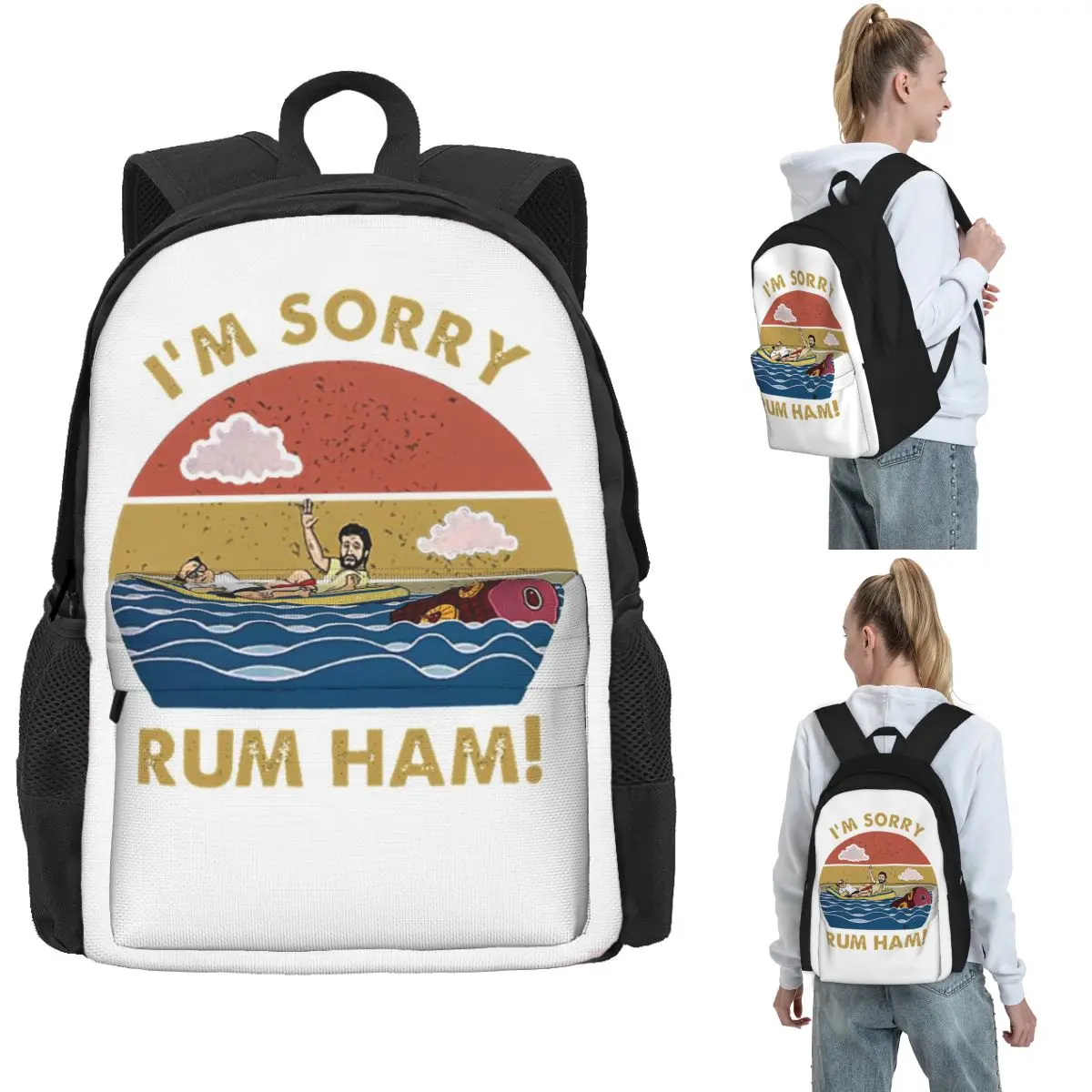 

Im Sorry Rum Ham Backpack Hot Sale Daypack Large Capacity Kids BookBag School Bag Shoulder Bags for Men Women
