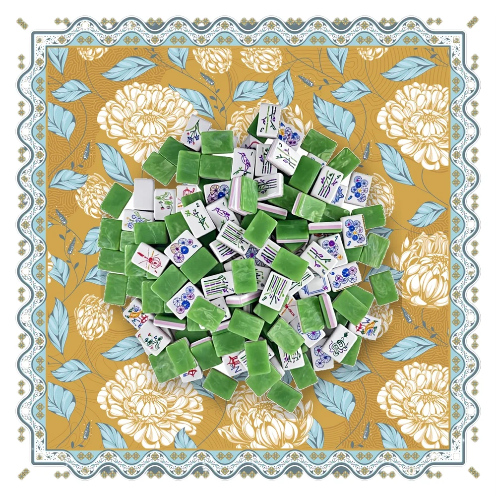 

In Stock Luxury Acrylic American Mahjong Set with Floral Playmat 166 Tiles Non-Slip Mat for Clubs 4 Players Ready to Ship