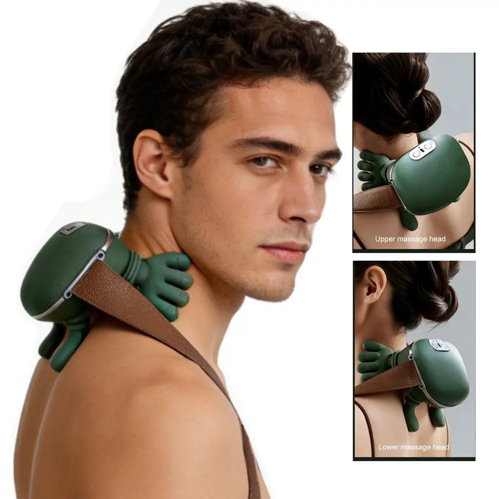 

Электрический 4D бионический массажер для шеи и плеч с функцией разминания, 3-скоростной беспроводной массажный инструмент для расслабления мышц трапециевидной мышцы