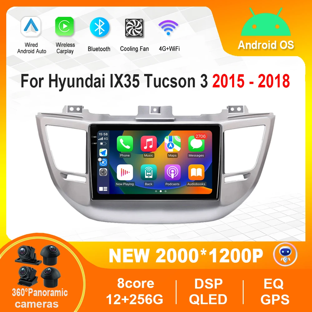 

Android Car Video Player Multimedia 9 '' for Hyundai IX35 Tucson 3 2015 - 2018 GPS Navi 4G WiFi Cooling Fan Bluetooth IPS Screen