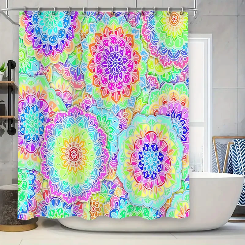 

Boho Shower Curtain Floral Pattern Nature Botanical Leaf Print Bathroom Decor Farmhouse Rustic Home Textile Art Modern Style