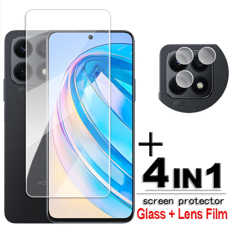 

For Honor X8A Glass For Honor X8A Tempered Glass 6.7 inch Transparent Full Glue HD Screen Protector For Honor X8A 4G Lens Flim