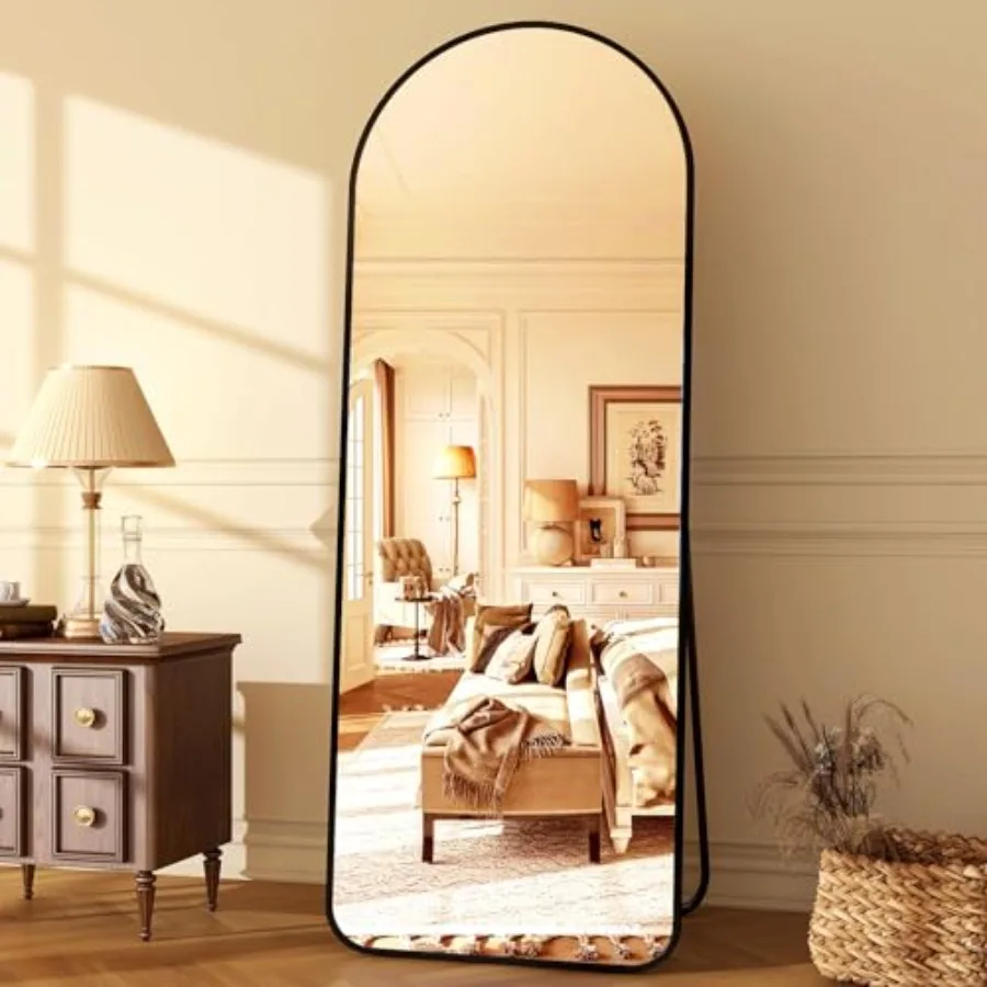 

64x21 Arched Full Length Mirror Floor Mirrors with Aluminum Alloy Frame Free-Standing Wall Mounted or Leaning Large Bedroom Dre