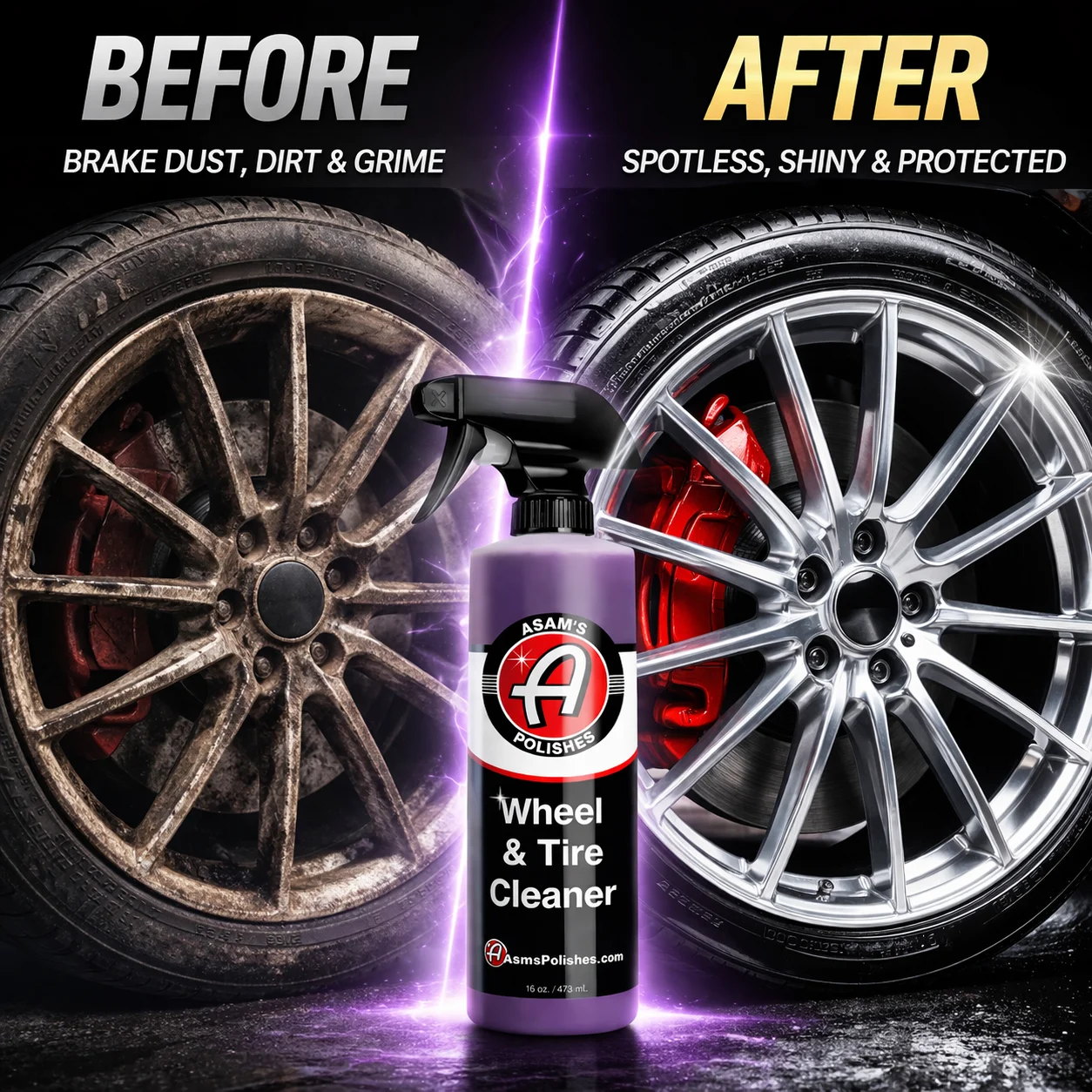 Wheel & Tire Cleaner 16 OZ – Brake Dust Remover, Safe Rim & Tire Cleaner Spray for Car Detailing
