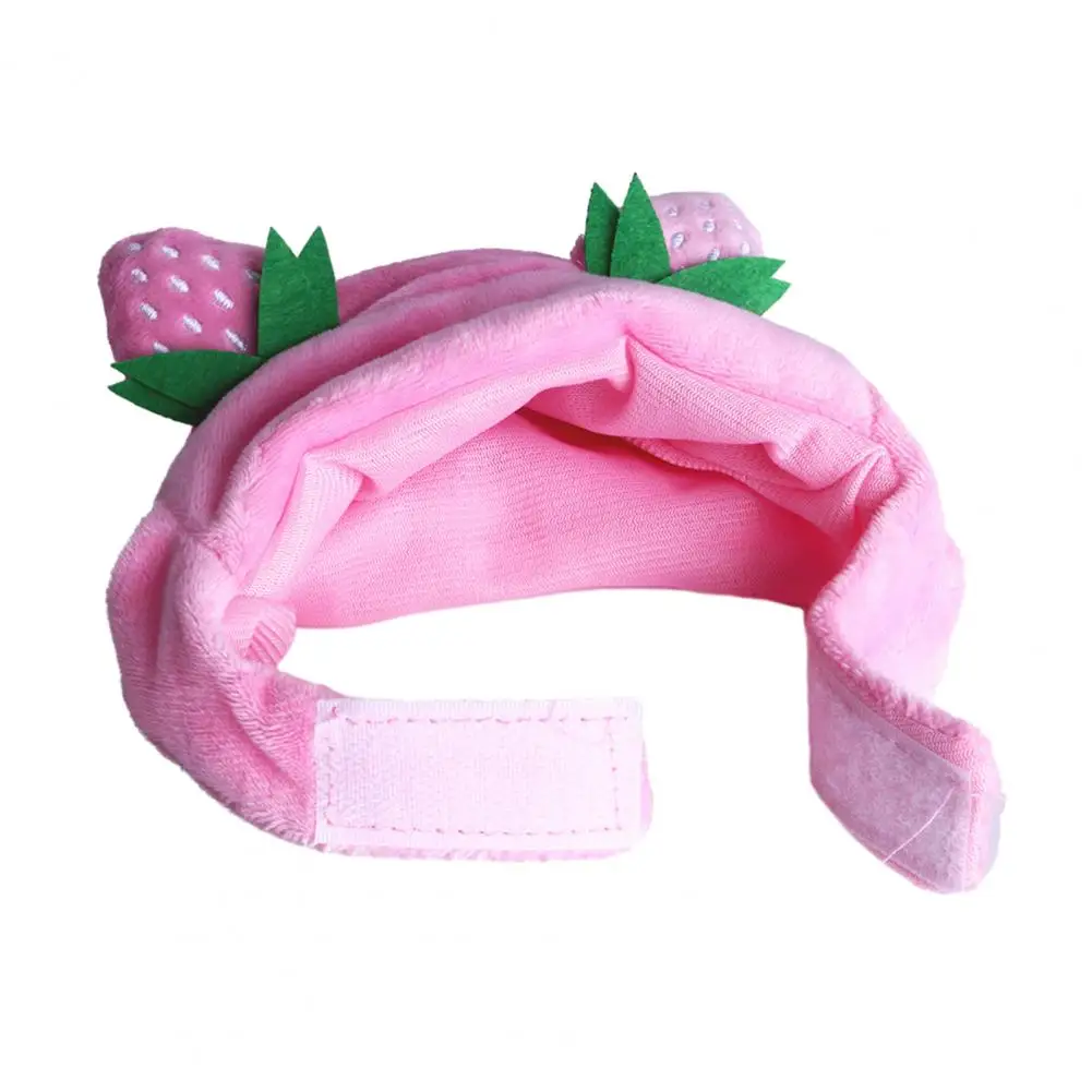 Cat Plush Hat with Fastener Tape Extra Soft Lightweight Non-Fading Strawberry-Shaped Pet Cosplay Headwear Photo Props