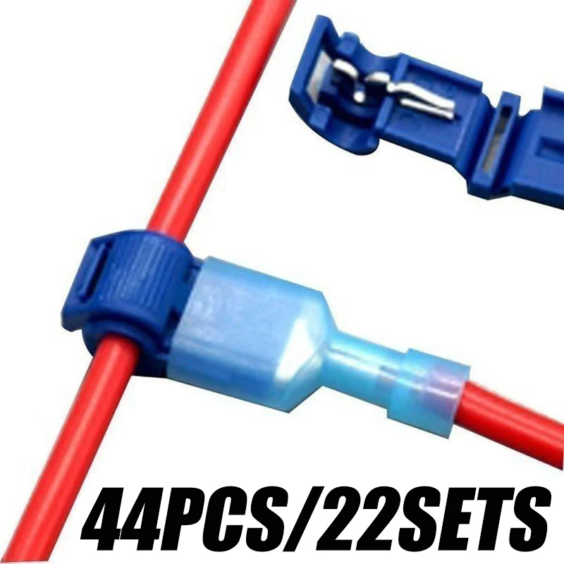 44pcs/22sets T-type quick cable connector | Snap lock terminal block, 16-14AWG quick connection terminal block, crimp wire conne