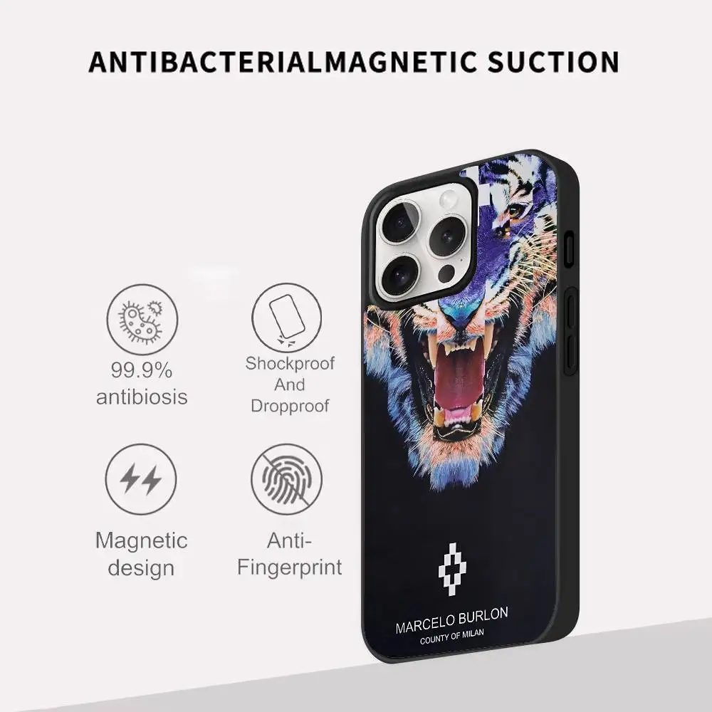 Epc Marcelo Burlon County Of Milan حافظة هاتف مغناطيسية قوية لهاتف آيفون 16 15 14 13 Pro Max 11 12 Mini لـ Magsafe