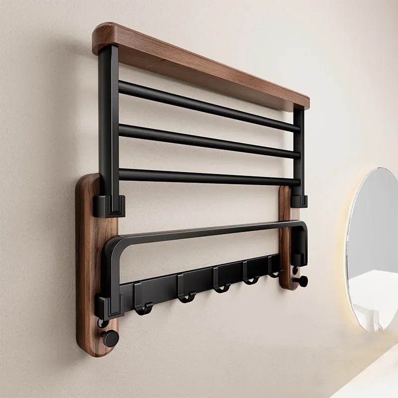 

Walnut bathroom towel rack, high-end bath towel storage rack, bathroom shelf, bathroom pendant