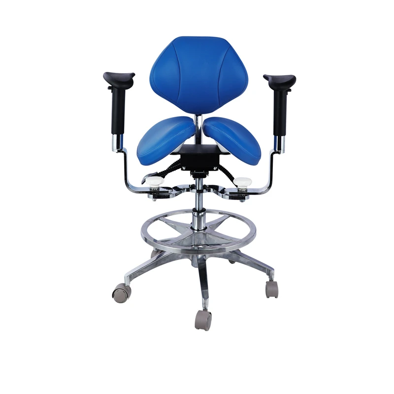 Ergonomic Split Microfiber Leather Doctor Assistant Dentist Saddle Stool Dental Swivel Saddle Seat Stool Chair