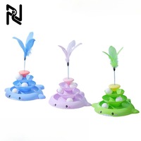 Cat Swivel Toy Ball Self Interesting Dolphin Design With Feathers Pet Stick Funny Auto Combination Supplies