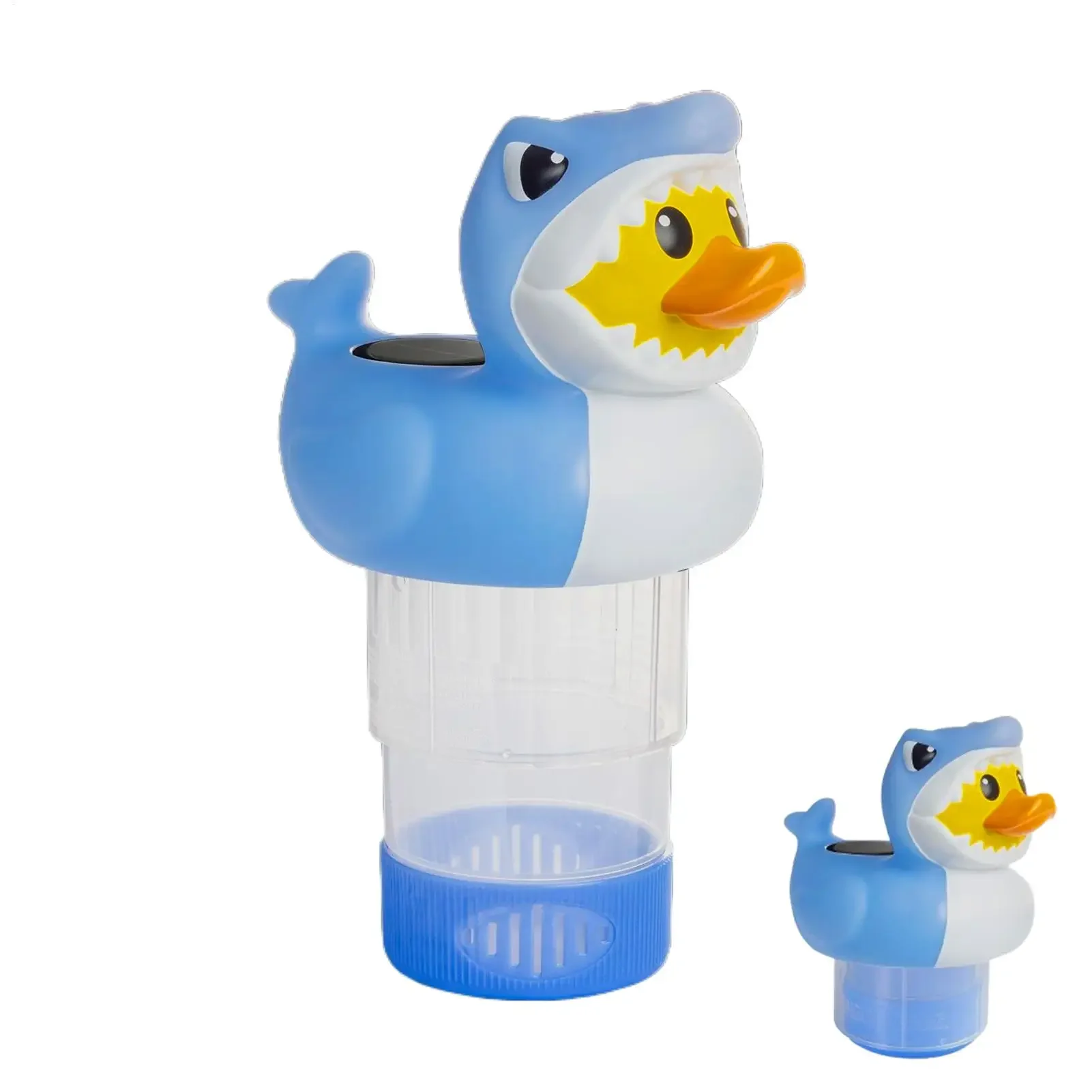 Solar Pool Chlorine Floater Duck-Shark Floating Chlorines Dispenser Solar Energy-Saving Night Light Chlorinator Dispenser For