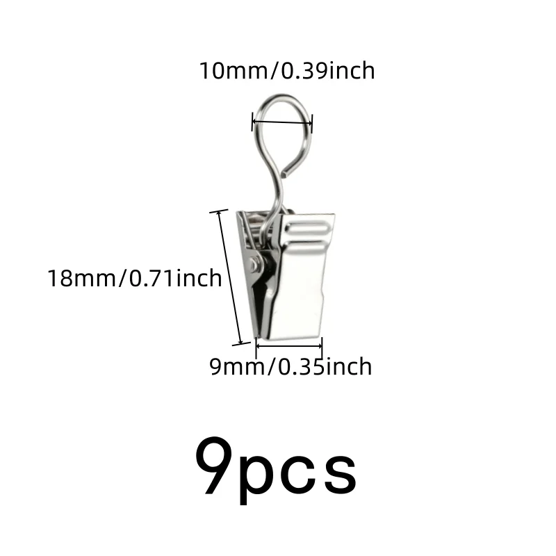 Metal Circle Hangers 9 pcs, Easy Curtain Install, Rust Resistant Metal, for Bathroom Shower Panel, Multipurpose