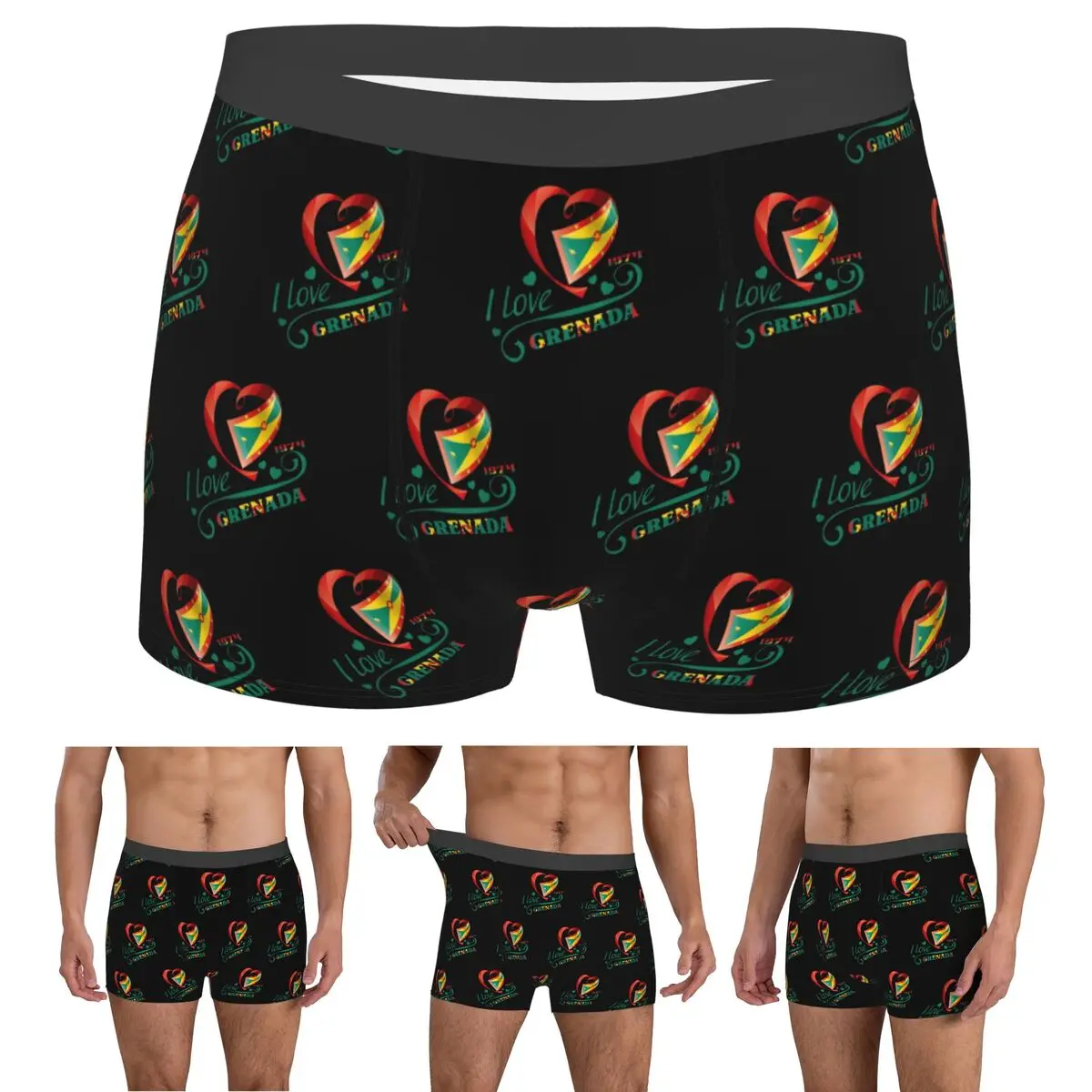 

Boxer Underpants Shorts Grenada Independence Day Panties Men Breathable Underwear for Homme Man Boyfriend Gift