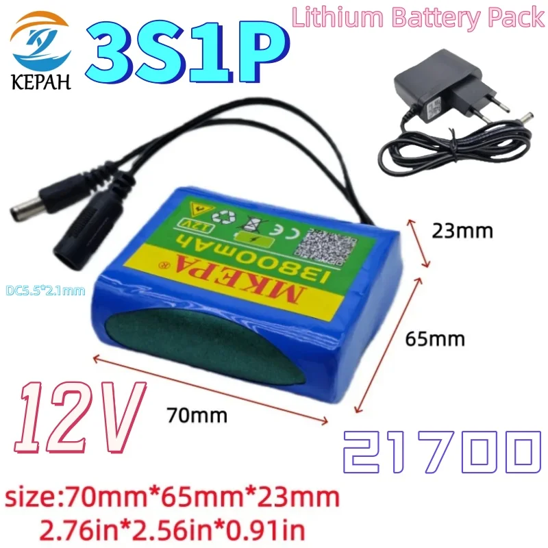 21700 12V 13.8Ah Li-ion Battery 3S1P for Backup Power Supply CCTV Camping Equipment +12.6V Charger