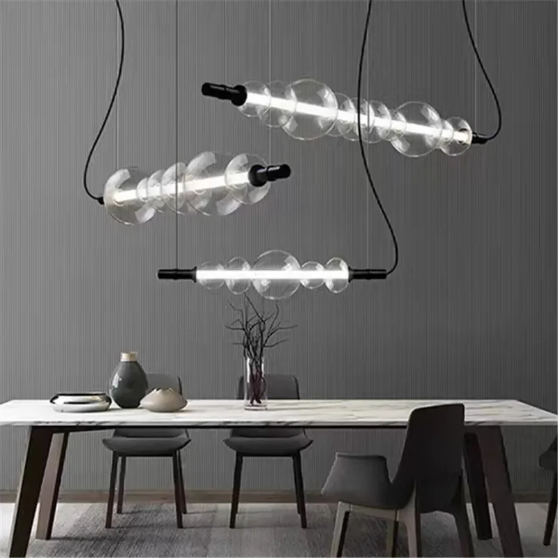 nordic glass pendant light abajur transparente bubble light modern long strip pendurado lampadas decoracoes para sala de jantar 01