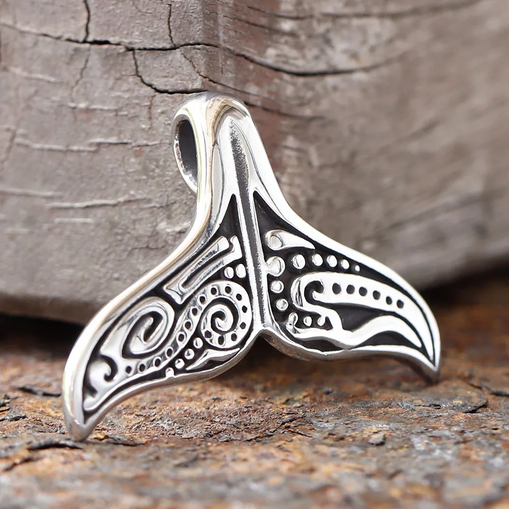 NEW Solid Stainless Steel Men's Charm Whale's Tail Native Inspired Maori Pendant Jewelry