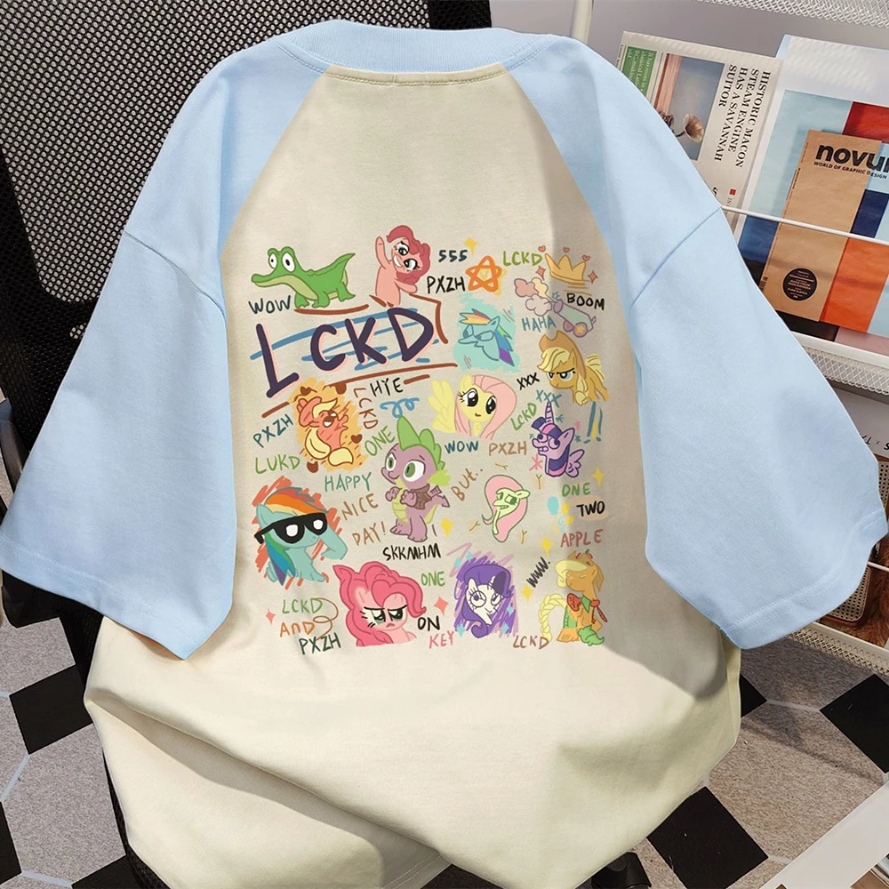 

American Retro Raglan Sleeve Oversized Summer Tops Pure Cotton Cute Dragon Y2K Cartoon T Shirts Hip Hop Men Women Kawaii Clothes