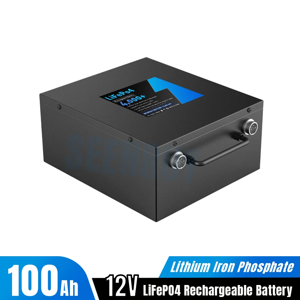 12V 100Ah Lifepo4 Battery Pack Waterproof Lithium Iron Phosphate Built-in BMS Optional Bluetooth for Fishing Boat