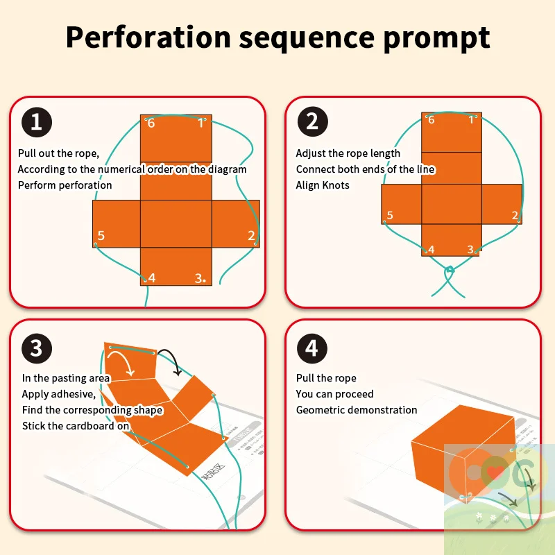 HH Pull String Libro per l'apprendimento della geometria 3D, libro per l'apprendimento della geometria 3D con design a corda intrecciata Insegnare le formule di volume e area superficiale