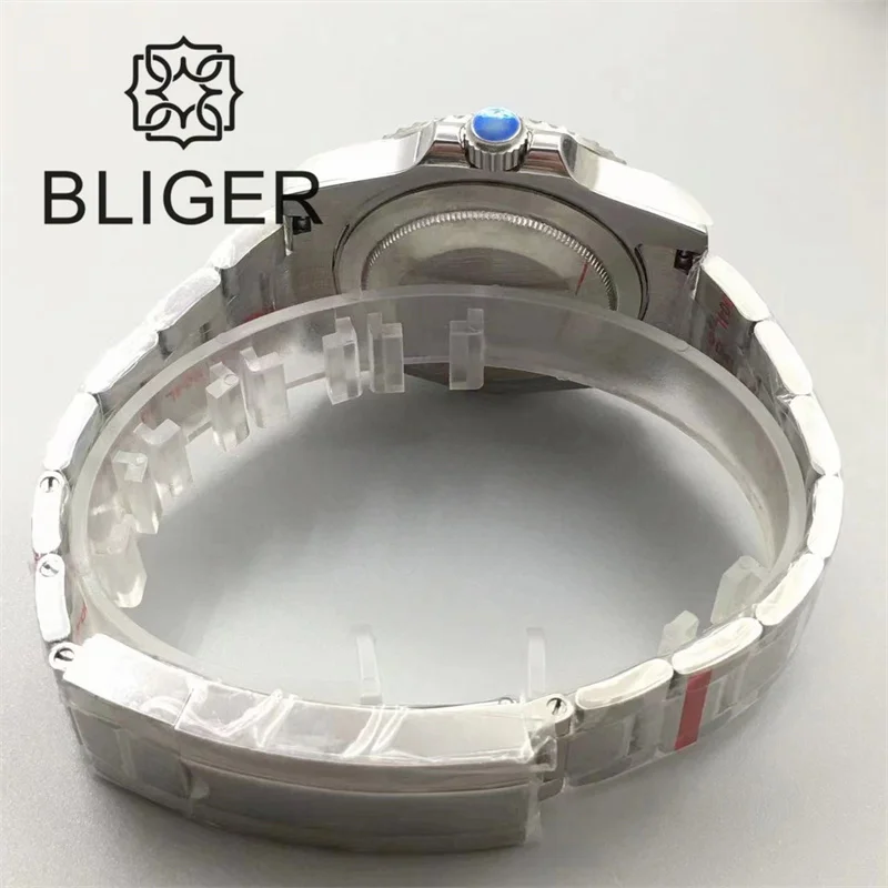 BLIGER 40mm Automatic Watch For Men NH35 Mingzhu Miyota PT5000Sterile Movt Pink Sunbust Dial Ceramic Bezel Sapphire Glass Date