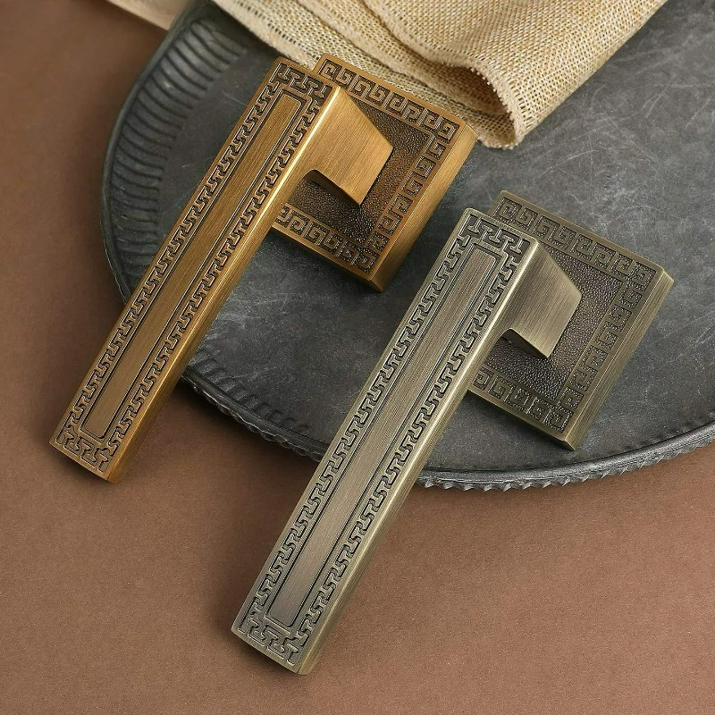 Retro Chinese Style Indoor Zinc Alloy Household Bedroom Bathroom Door Lock Universal Magnetic/silent Handle Split Lock