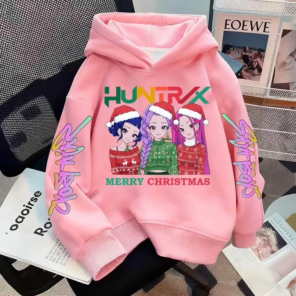 

Рождественская детская одежда в стиле аниме для мальчиков и девочек, толстовка с капюшоном Kpop Devil Hunter, повседневная модная осенне-зимняя теплая толстовка
