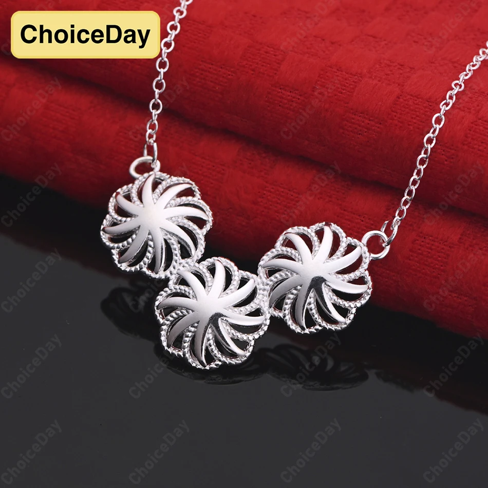 

ChoiceDay 925 Sterling Silver Exquisite Flower Pendant Necklace Fashion Women's Wedding Jewelry Gift Accessories