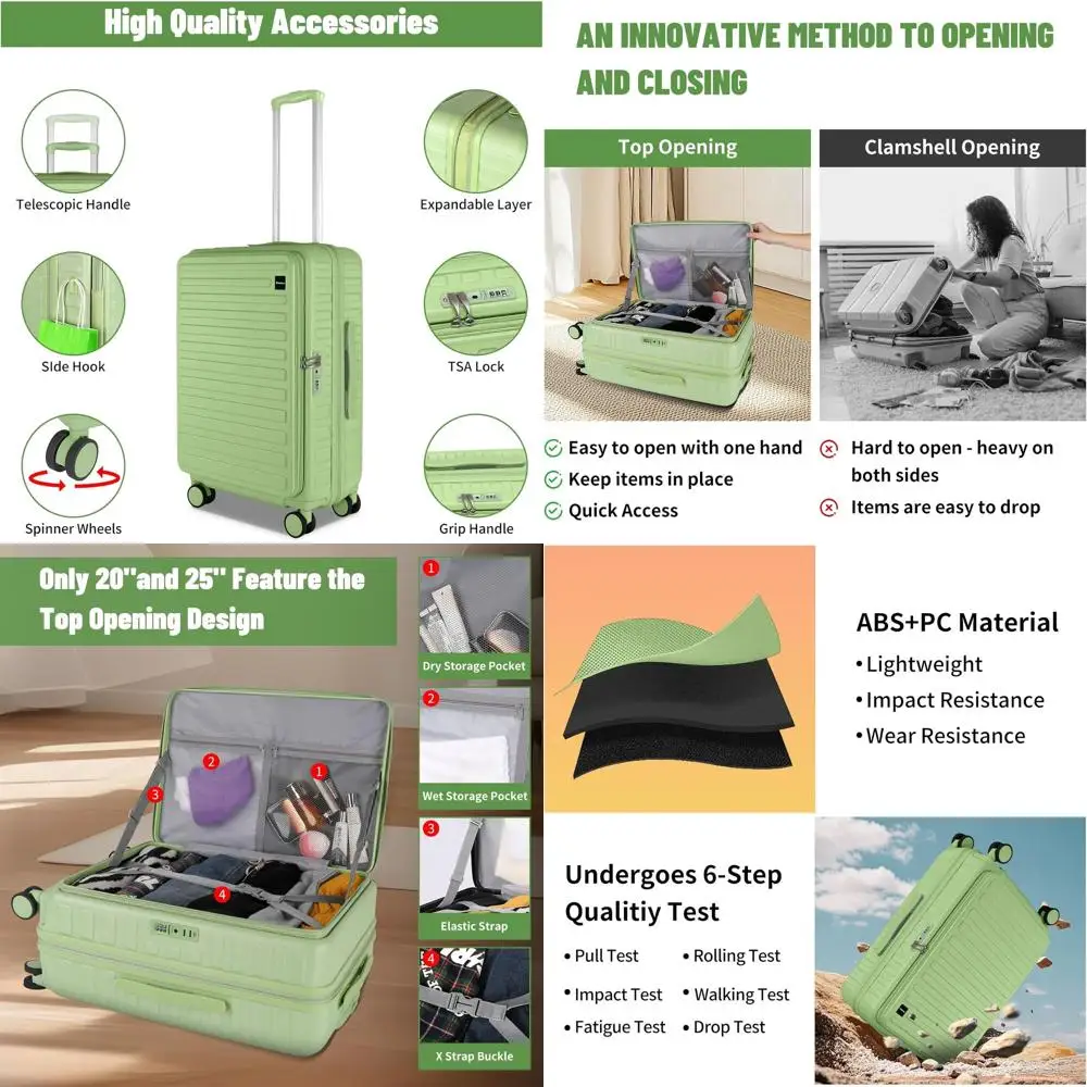 

Avocado Green 20-24-28 Inch Lightweight Hardshell Luggage Set with Spinner Wheels and TSA Locks