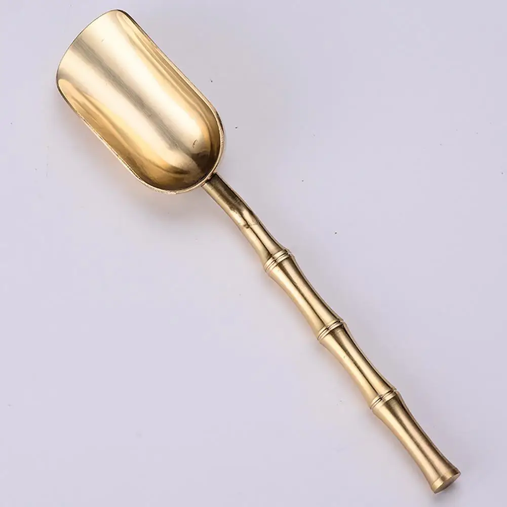 Glossy Brass Spoon Tea Shovel Chic Tea Spoon Coffee Shovel Rust-proof Copper Dessert Scoop Sugar Coffee Scoop 티스푼 ложка чайная