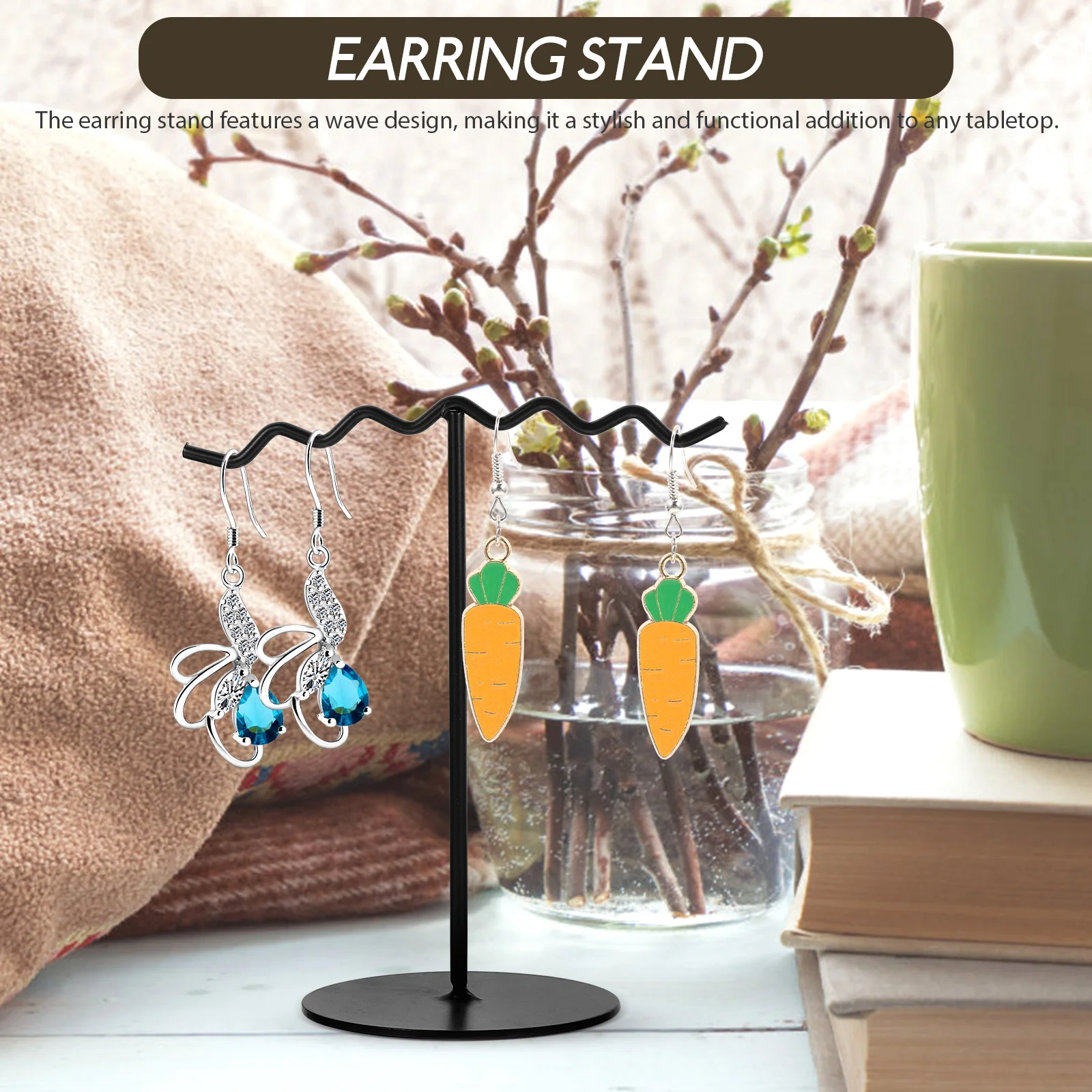 

2pcs Earring Holder Jewelry Stand Necklace Display Rack Bracelet Stands Metal Design Storage Organizer