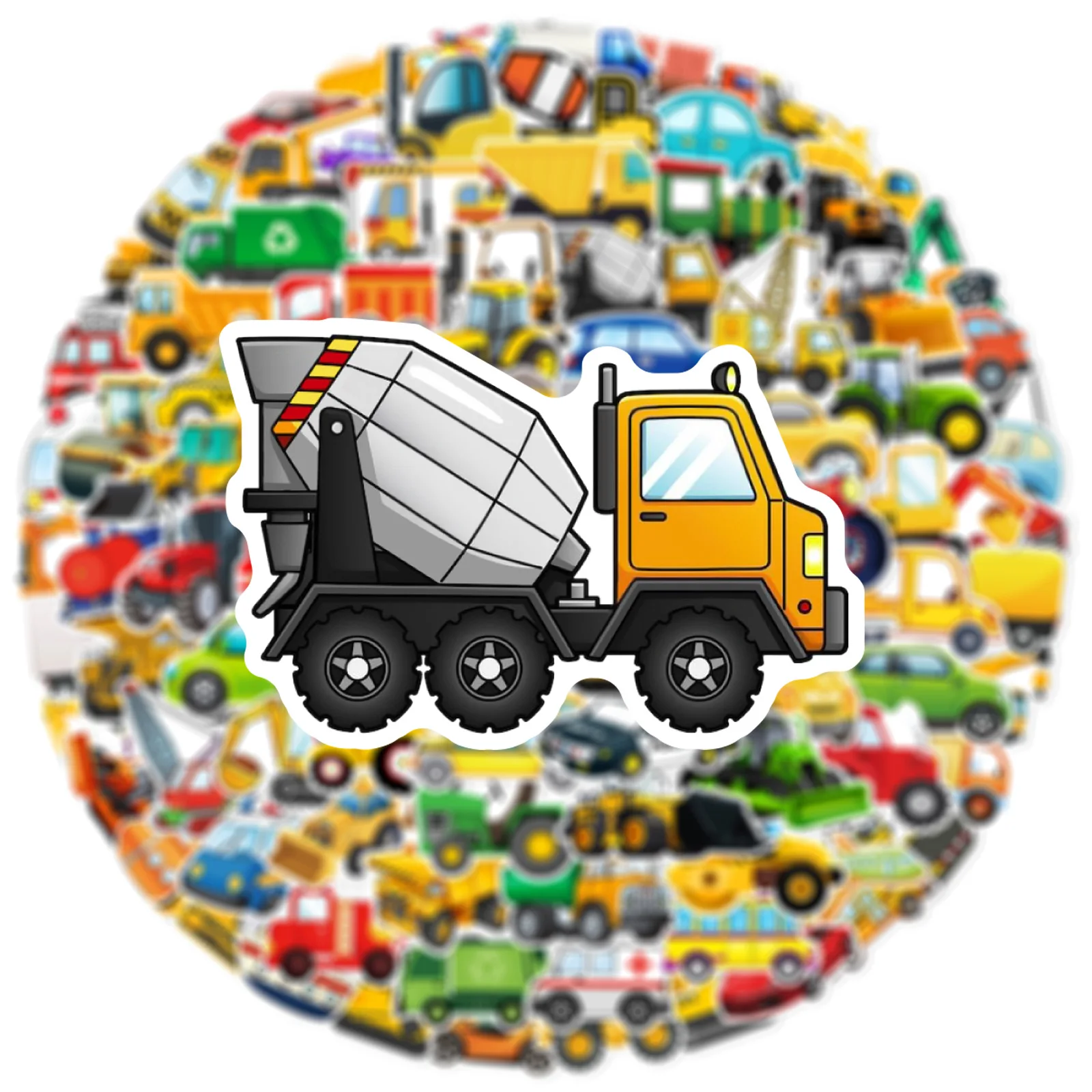 

10/60/120PCS Construction Truck Stickers Excavator Aeroplane Cartoon Stciekrs Graffiti DIY Luggage Laptop Phone Bike Decals