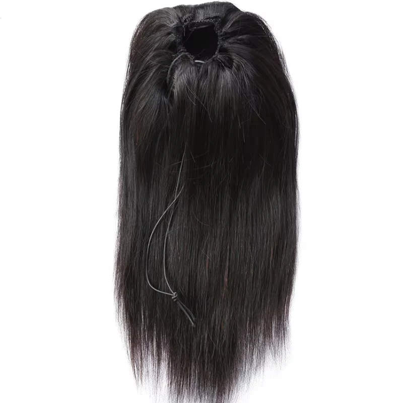Straight Drawstring Ponytail Human Hair Brazilian Clip In Hair Extensions Straight Wrap Around Clip In Ponytail