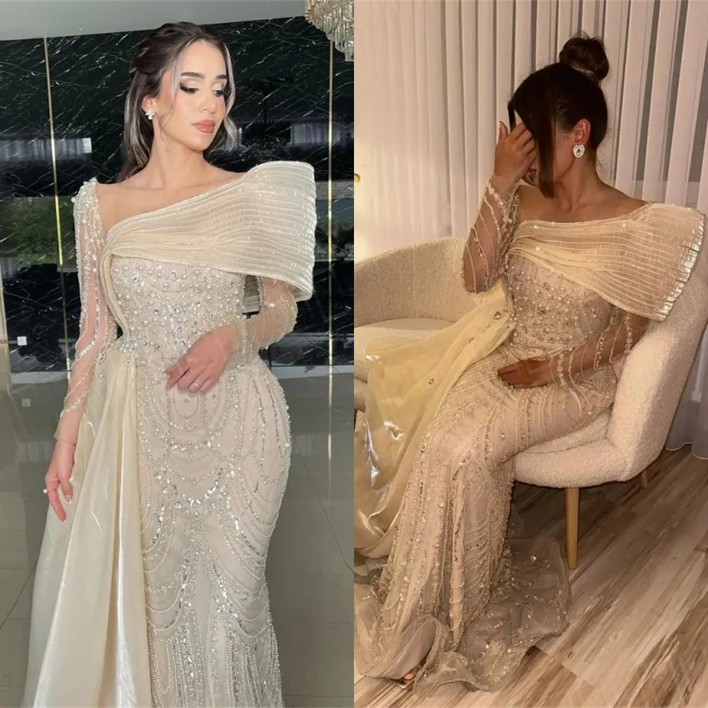 

Customized Mermaid Luxury Organza Evening Dress Exquisite Long Sleeves Homecoming Dresses Fashion Special Occasion Gowns