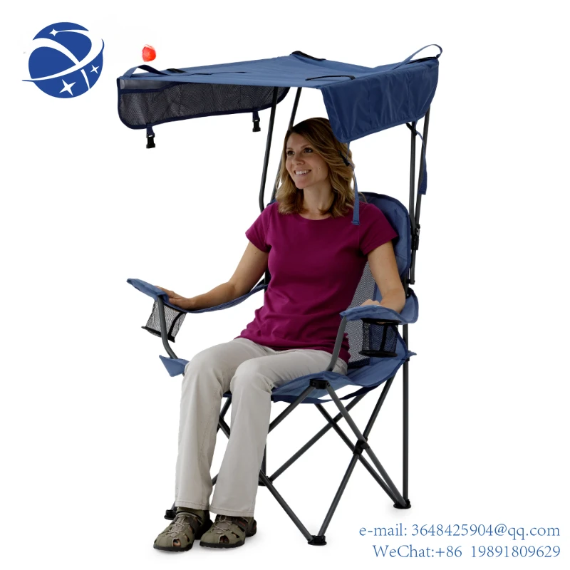 YYHCOzark Trail Sand Island Shaded Canopy Camping Chair with Cup Holders