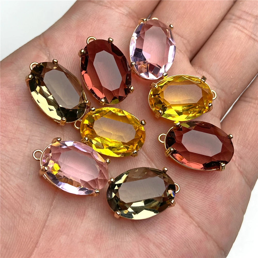 12x18mm Crystal Glass Cutting Surface Pendant Necklace Charms for Women Jewelry Making DIY Gifts Finding  Accessories Wholesale