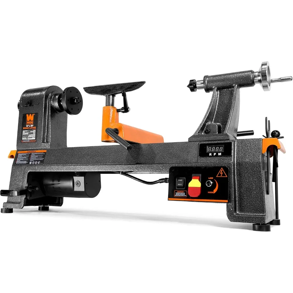 

34035 6-Amp 14-Inch by 20-Inch Variable Speed Benchtop Wood Lathe Features a 6A motor MT2 spur center