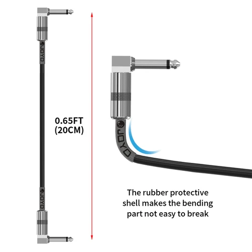Imagen 2 del producto JOYO CM-11 6 unids/lote Cable de Pedal de efecto de bajo de guitarra Cable de conexión de guitarra blindado de bajo ruido con conector de ángulo recto de 1/4 pulgadas