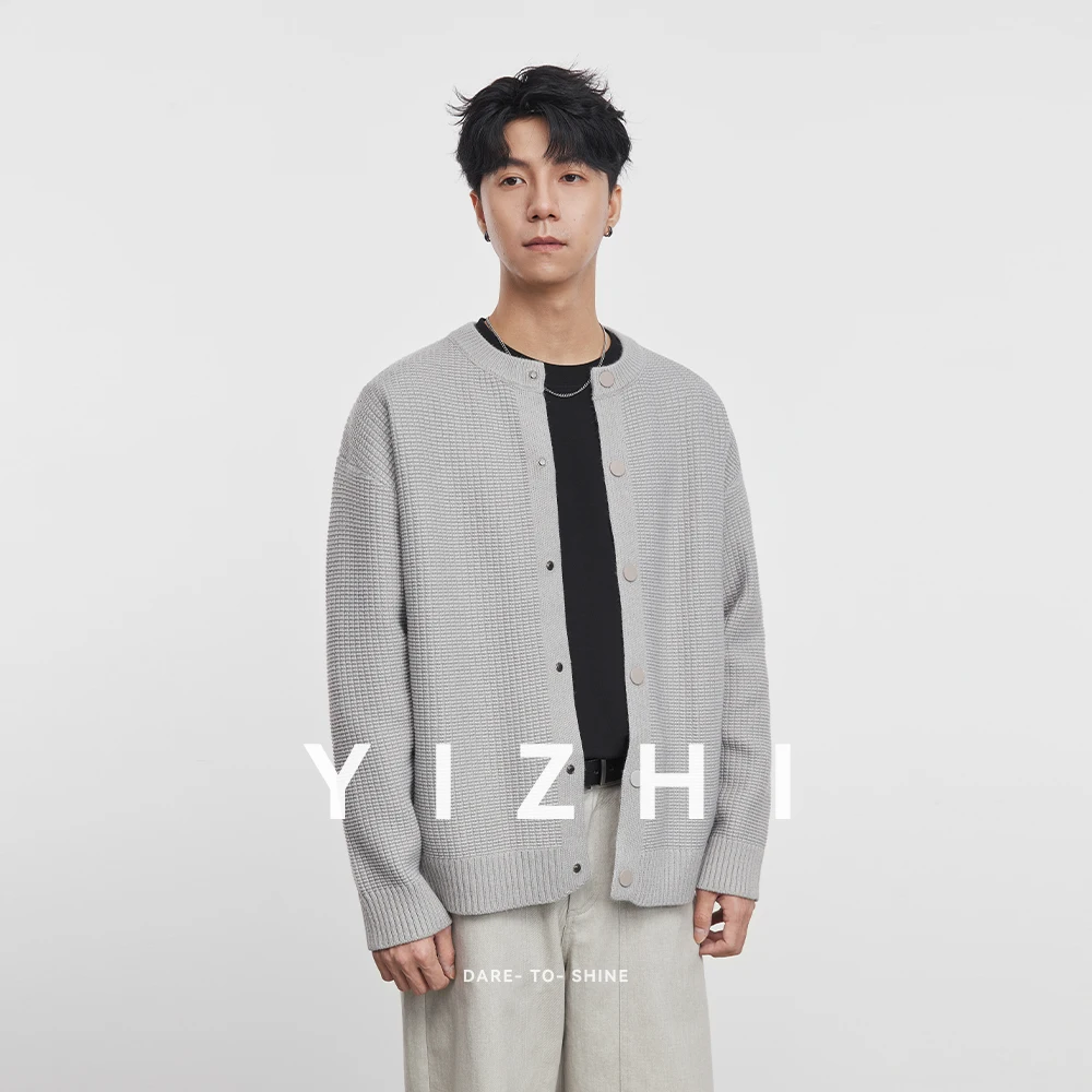 Men's Knitted Cardigan Jacket 2025 Spring and Autumn New Style Solid Color Casual Loose Baseball Jacket Fashion Men's Tops