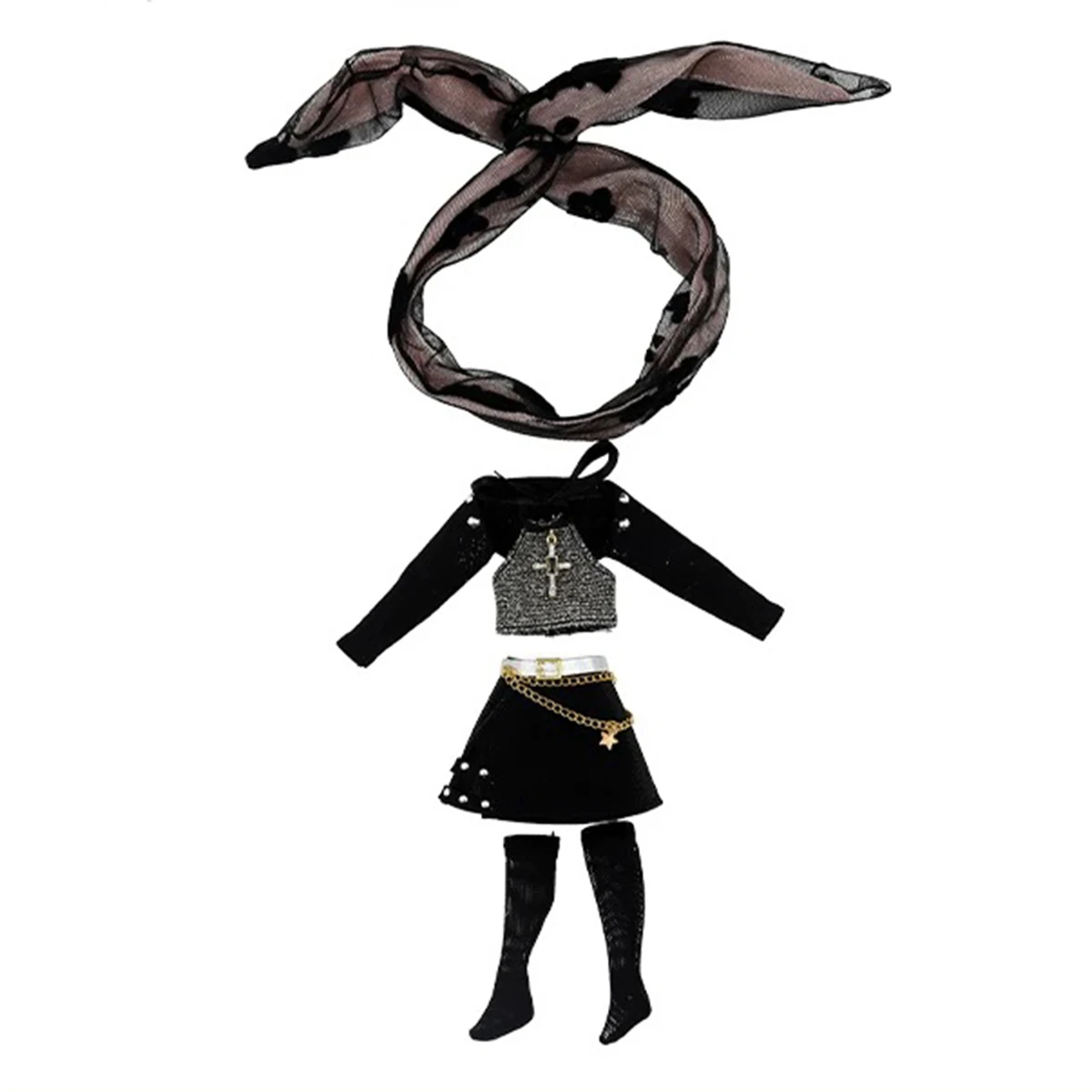 ICY DBS Blyth دمية الملبس الأسود ملهى ليلي الملكة قمة الموضة + تنورة + خوذة + طقم من الحلقان ل BJD OB24 Azone دمية لتقوم بها بنفسك فستان