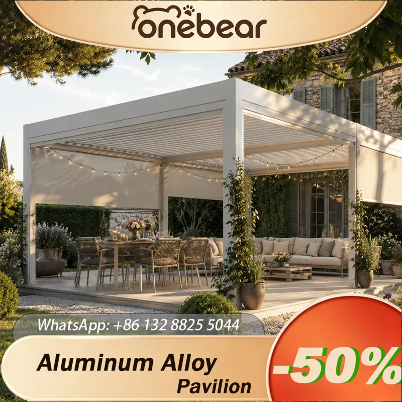 Customizable Adjustable Motorized Bioclimatic Louvered Aluminum Pergola Rainproof Outdoor Patio Garden Gazebo Sun Shade Pavilion