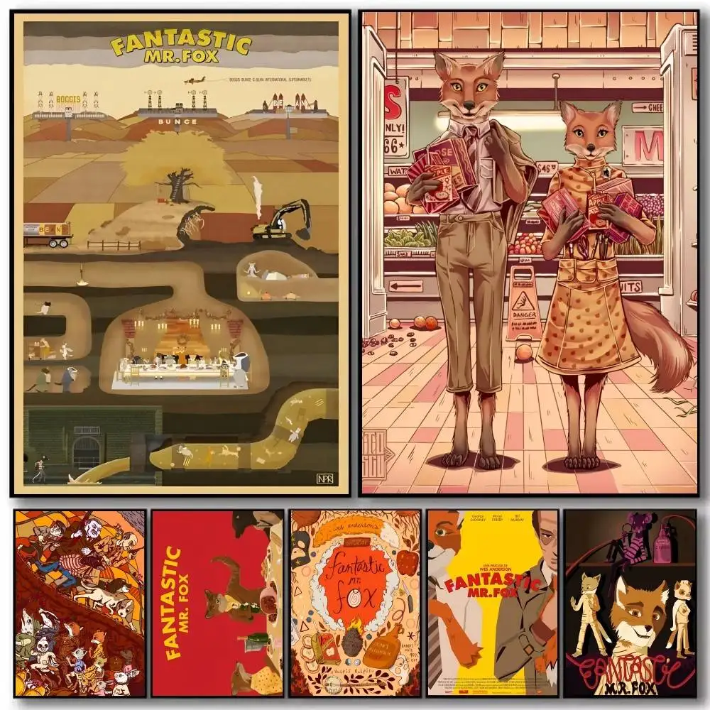 Style Wes Anderson Movie The Fantastic Mr Fox Poster Art With Prints Home Bedroom Living Room Decoration Gift