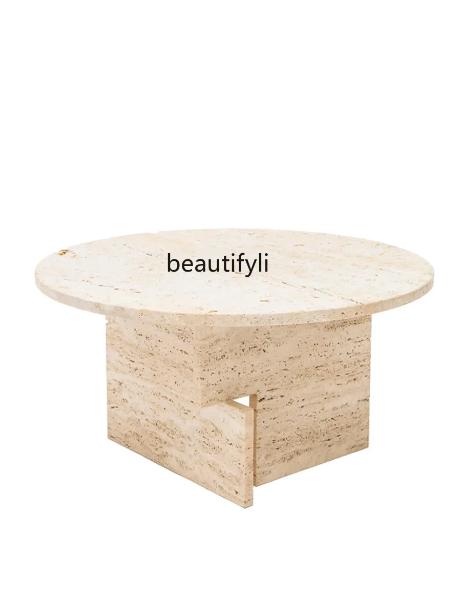 

Simple round living room travertine small apartment designer artistic marble coffee table