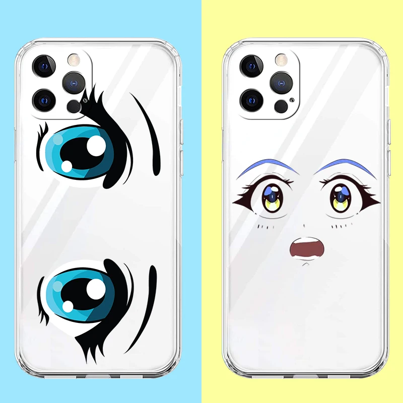 Funny Eyes Painted Phone Case for Samsung Galaxy S24 S23 S20 FE S22 S21 Ultra S10 S10E S9 S8 Plus 5G Transparent Shell Capas Bag