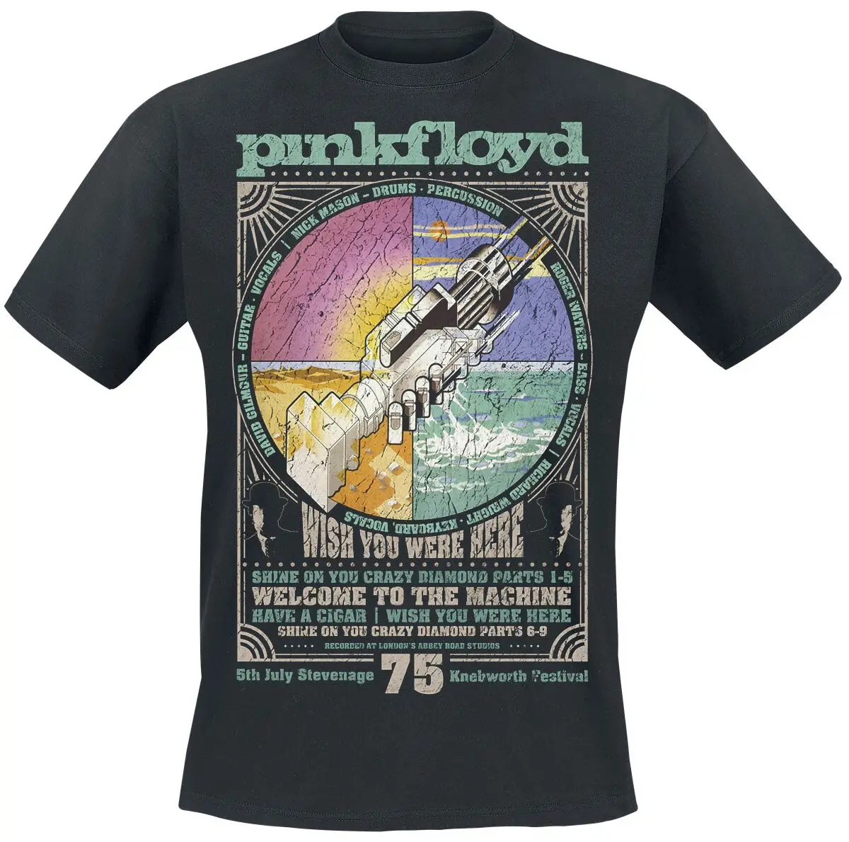 26-2027  Y2K Circular Art T-Shirt Men Women Vintage Rocket Progressive Rock Short Sleeve Graphic Tee