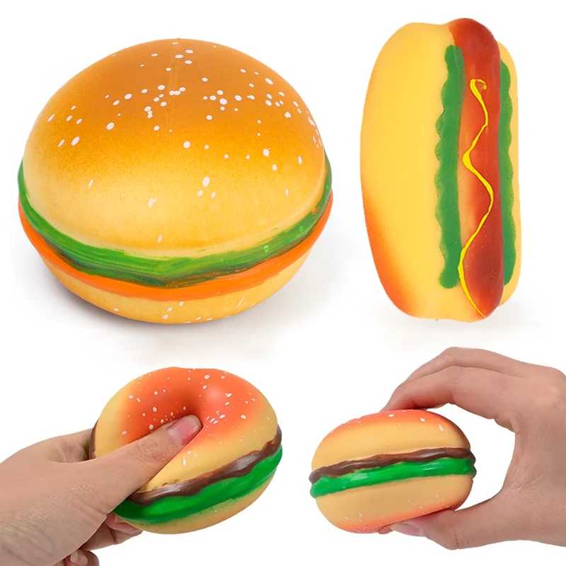 Squeeze Hamburg Decompression Interesting Novelty Toy Food Shape Squeeze Relaxation Portable Pinch Children Adults Travel Toys